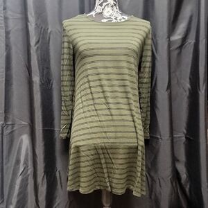 Striped Olive Green Dress